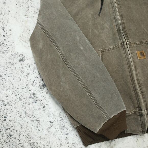 Vintage Carhartt J130 CHT Chestnut Faded Brown Hooded Jacket Size Medium - Picture 9 of 16